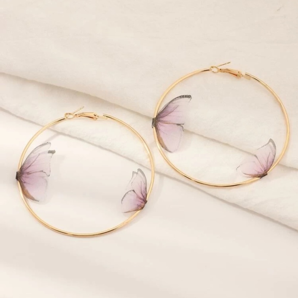 Butterfly Hoop Earrings 🦋